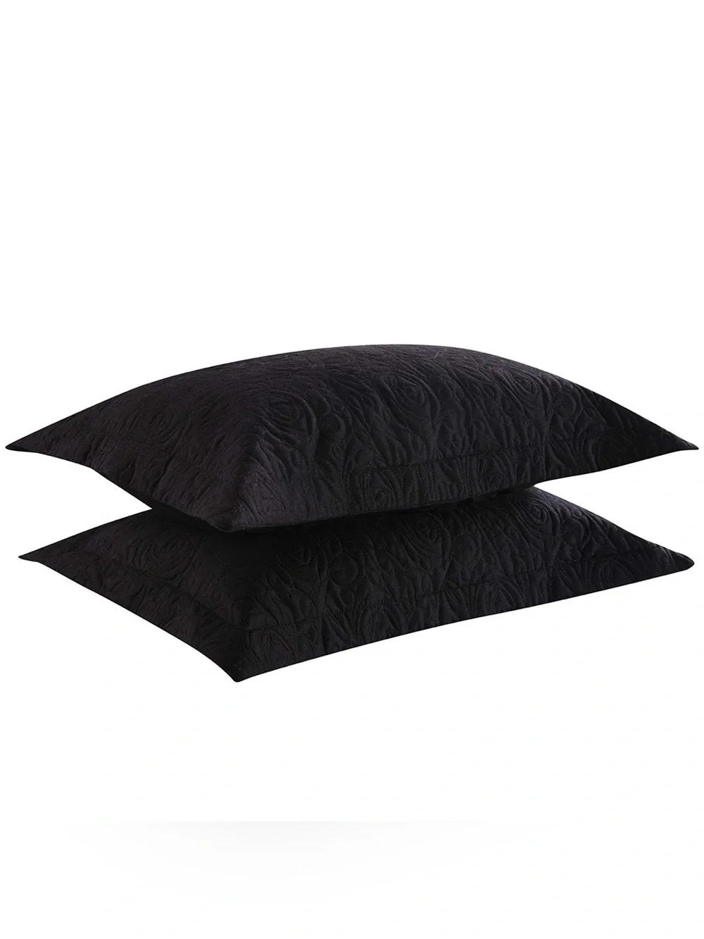 Black Quilted Pillow Shams - Elegant Textured Bedding